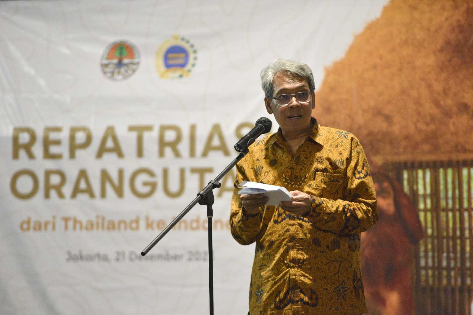 Dirjen KSDAE KLHK Satyawan Pudyatmoko membacakan sambutan Mentri LHK Siti Nurbaya. | Foto: PPID KLHK